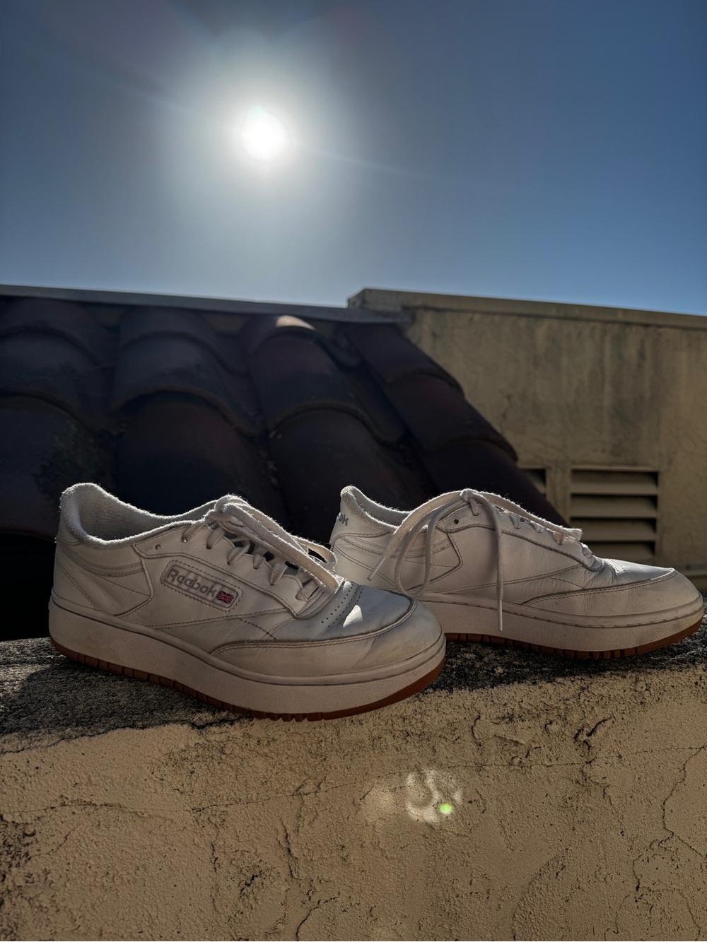 Reebok White Leather Sneakers with Gum Sole